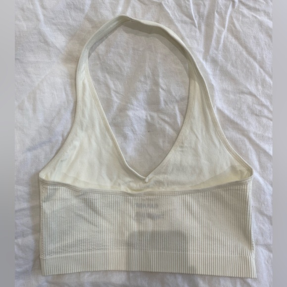 Garage Ribbed Halter Crop Top in Cream - Picture 4 of 7